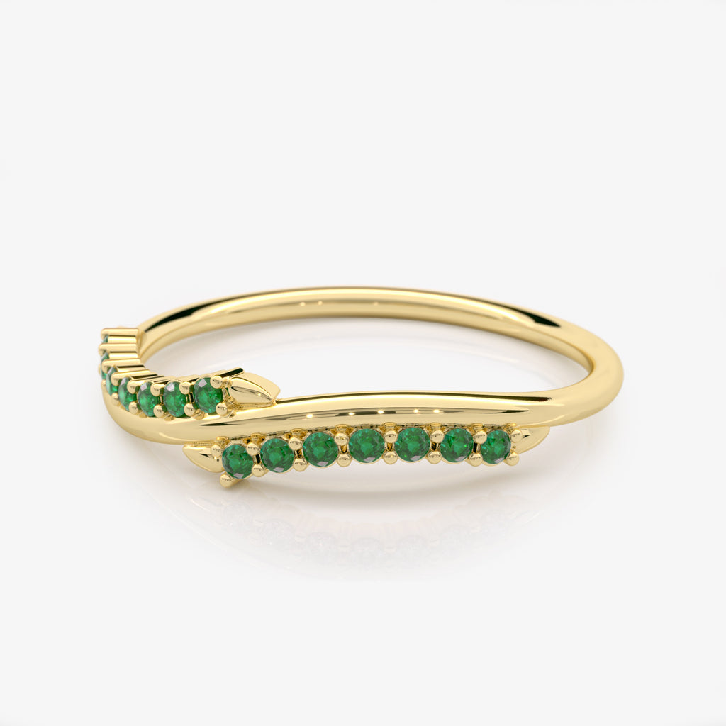 Curved Emerald Wedding Band