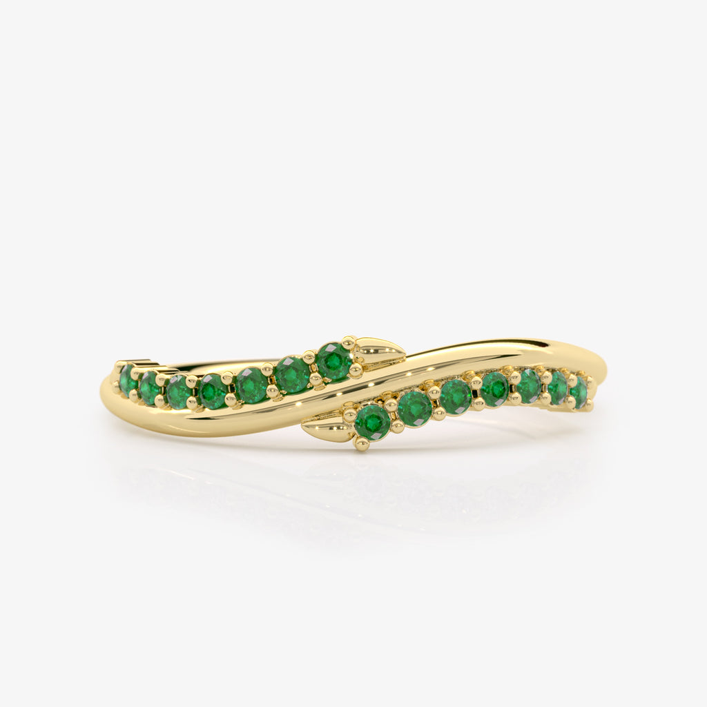 Curved Emerald Wedding Band