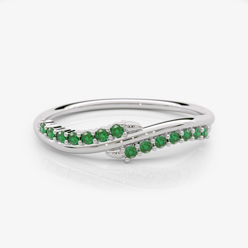 Curved Emerald Wedding Band