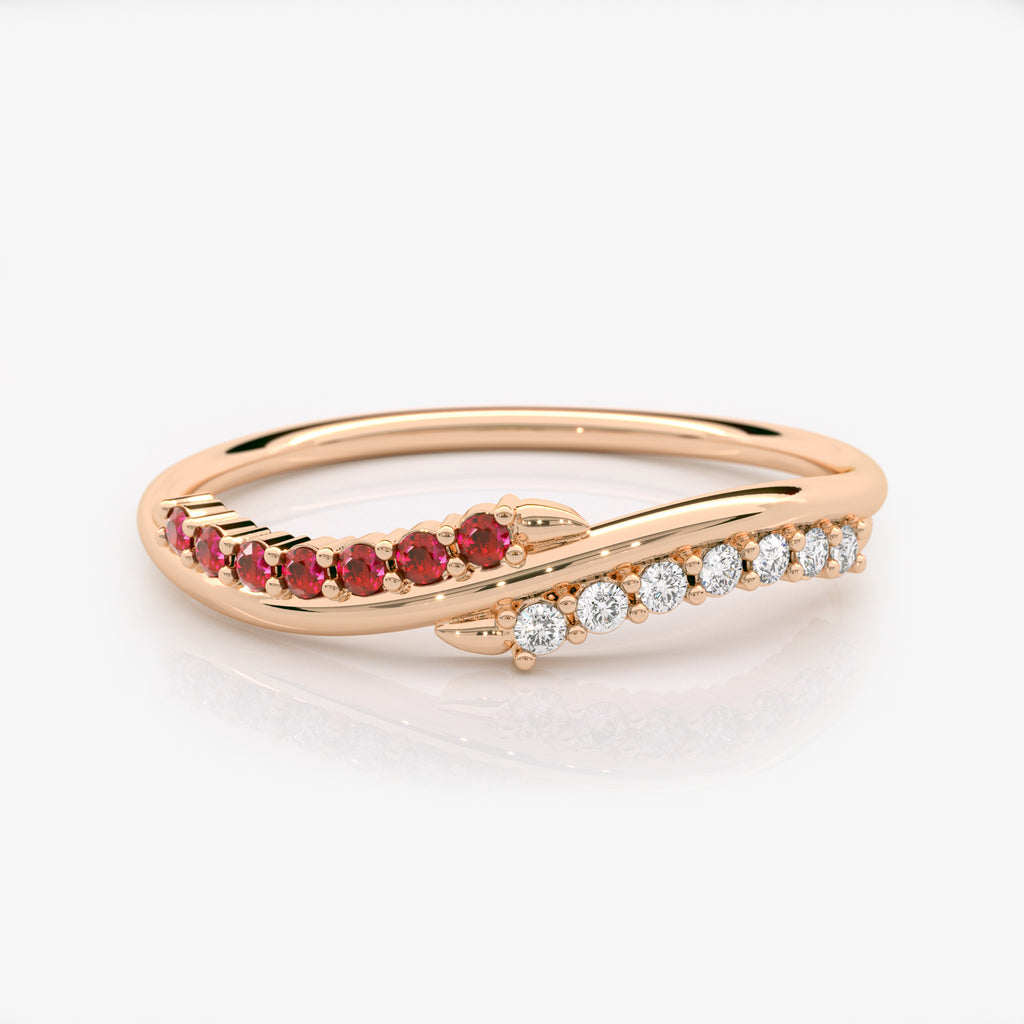 Curved Ruby Diamond Wedding Band