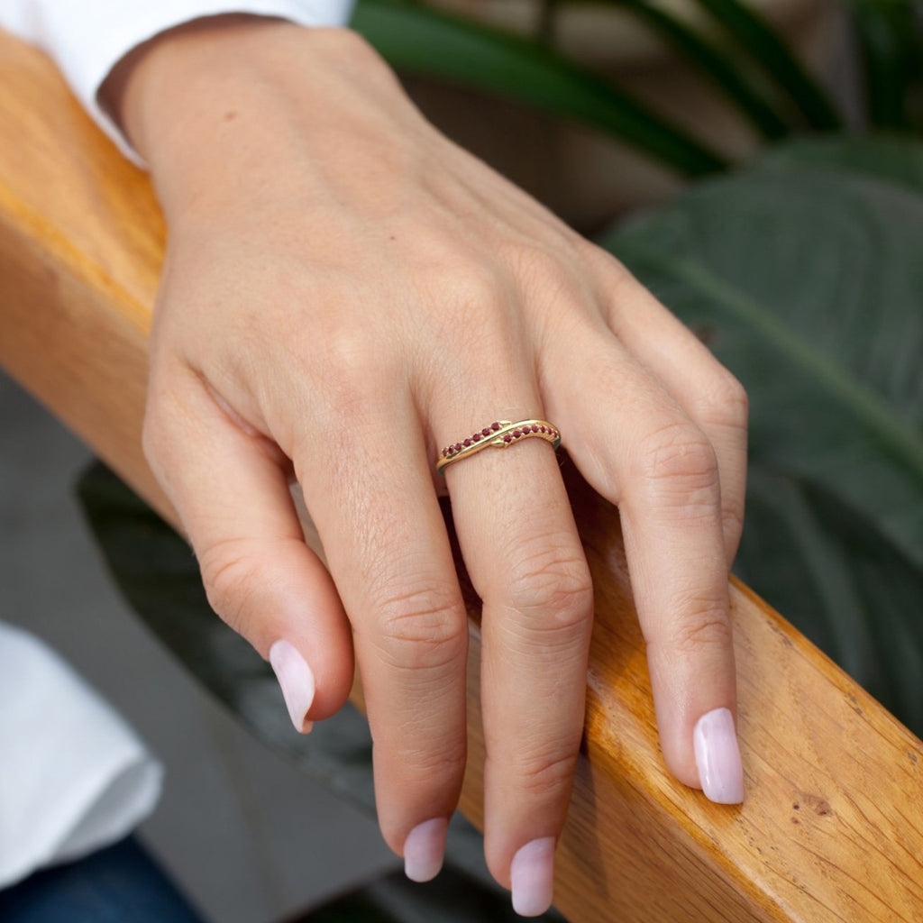 Curved Ruby Wedding Band