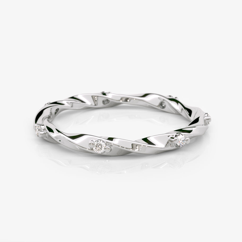 Diamond Twist Wedding Band