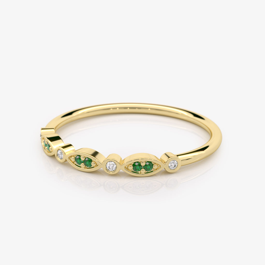 Emerald and Diamond Eye Ring