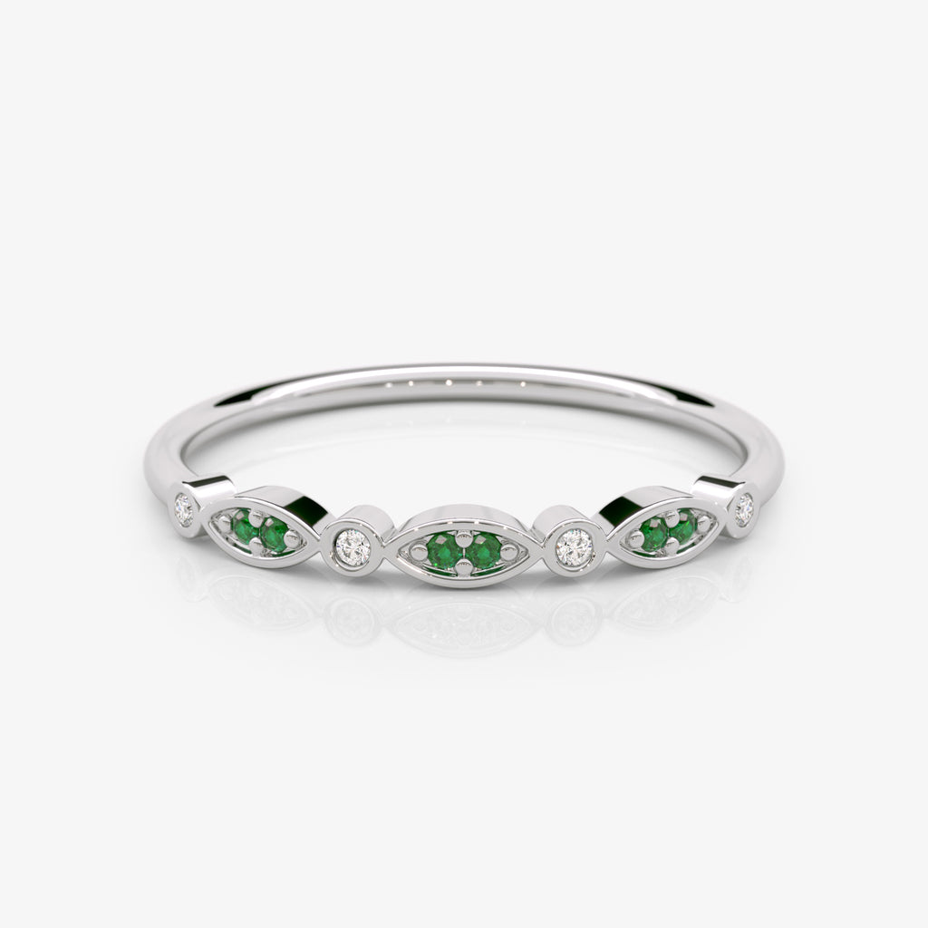 Emerald and Diamond Eye Ring