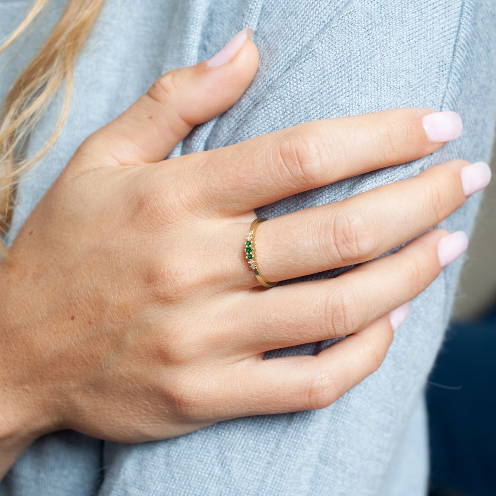 Emerald and Diamond Stacking Ring