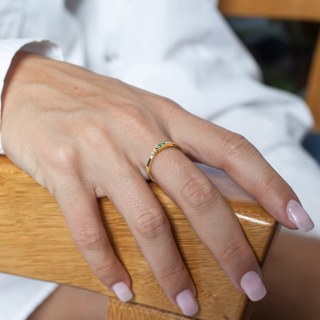 Emerald and Diamond Stacking Ring