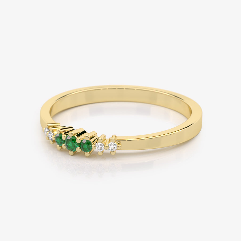 Emerald and Diamond Stacking Ring