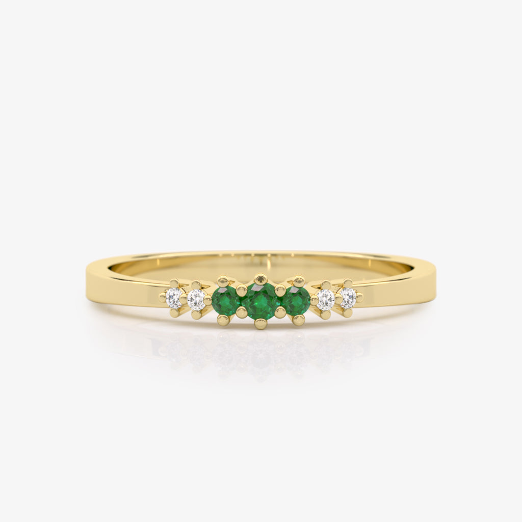 Emerald and Diamond Stacking Ring