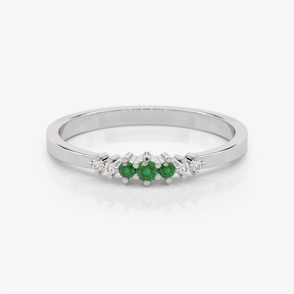 Emerald and Diamond Stacking Ring