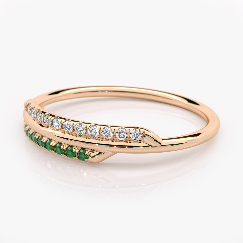 Asymmetrical Emerald and Diamond Ring