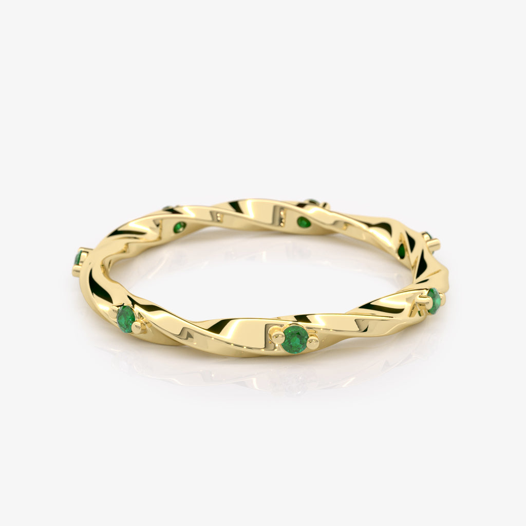 Emerald Twist Wedding Band