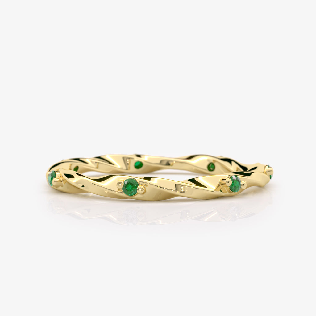 Emerald Twist Wedding Band