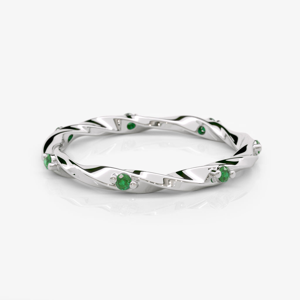 Emerald Twist Wedding Band