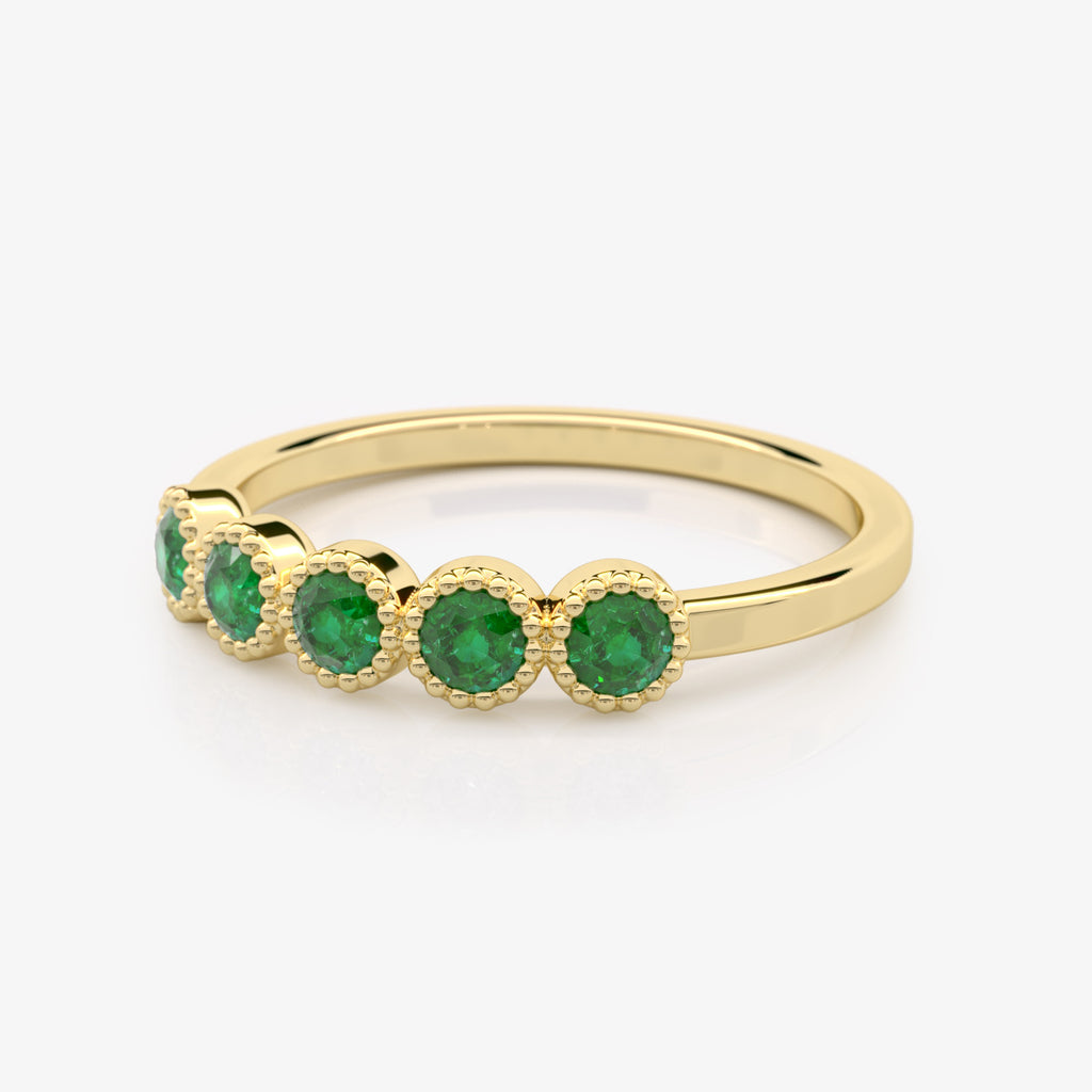 Bezel Set Emerald Wedding Ring