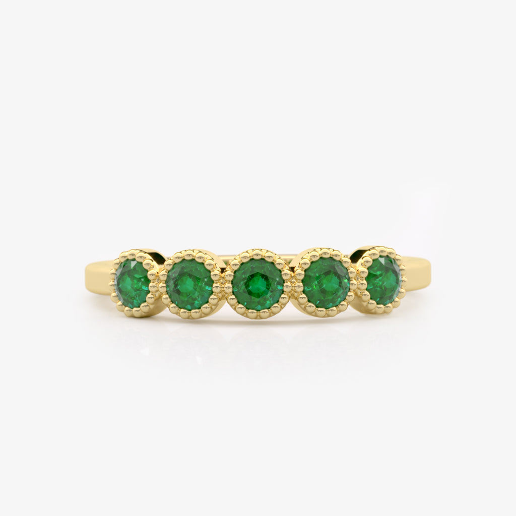 Bezel Set Emerald Wedding Ring