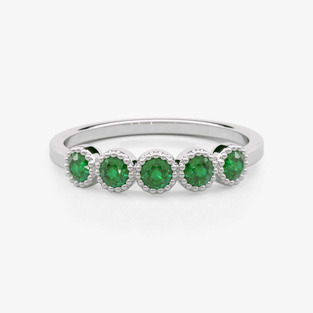 Bezel Set Emerald Wedding Ring