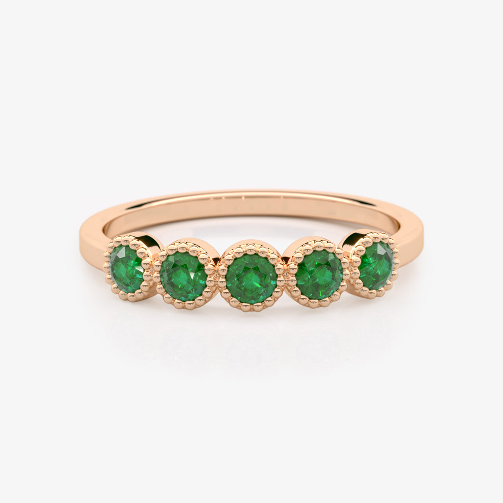 Bezel Set Emerald Wedding Ring