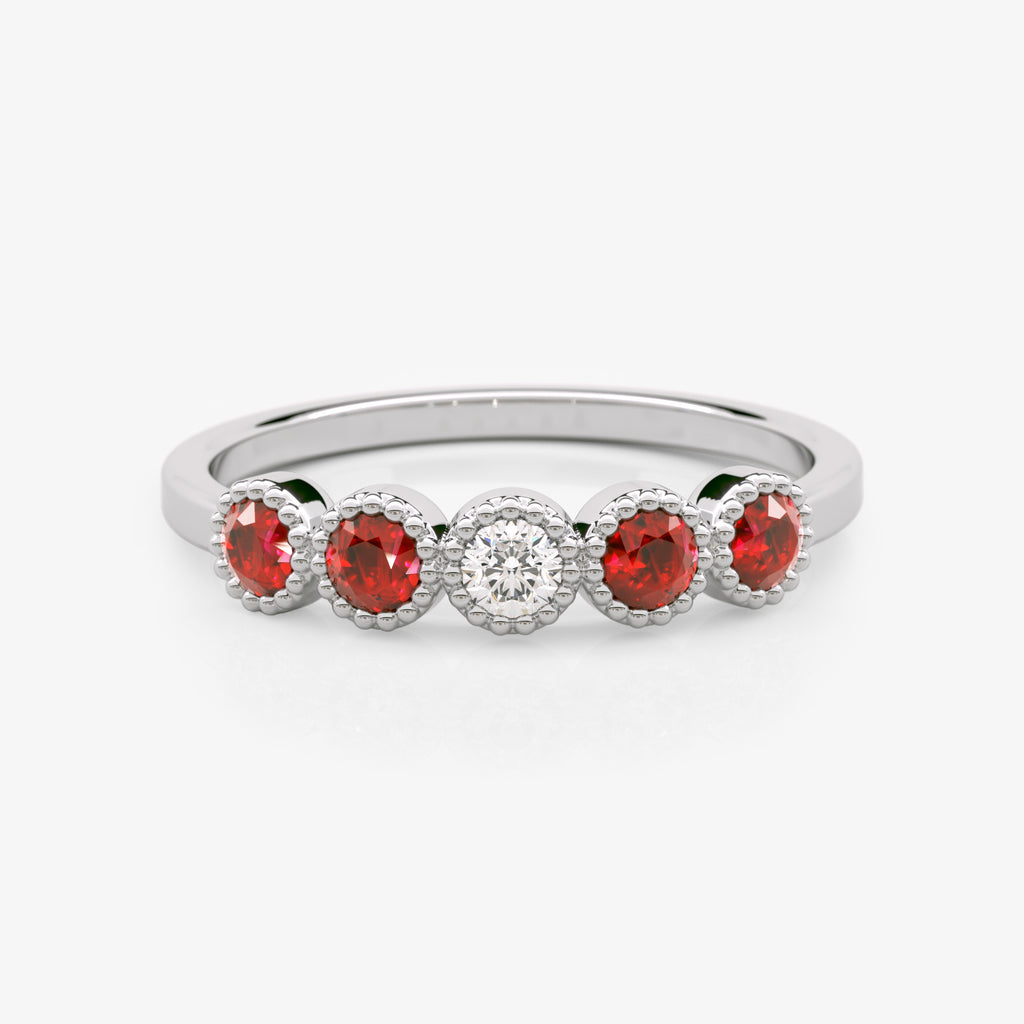 Bezel Set Ruby and Diamond Wedding Ring