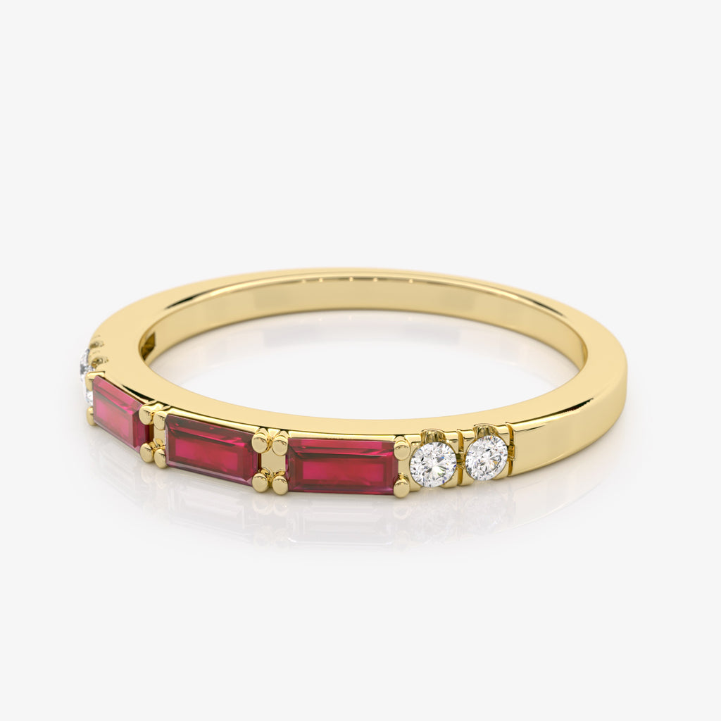 Baguette Ruby Diamond Ring