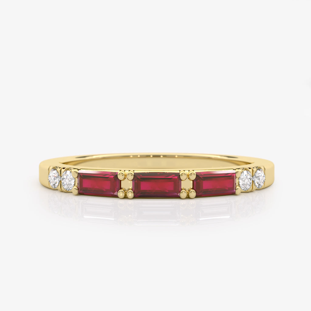 Baguette Ruby Diamond Ring