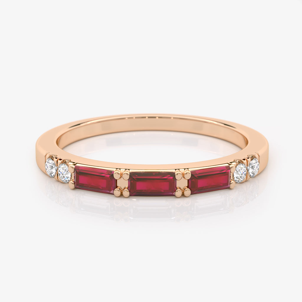 Baguette Ruby Diamond Ring