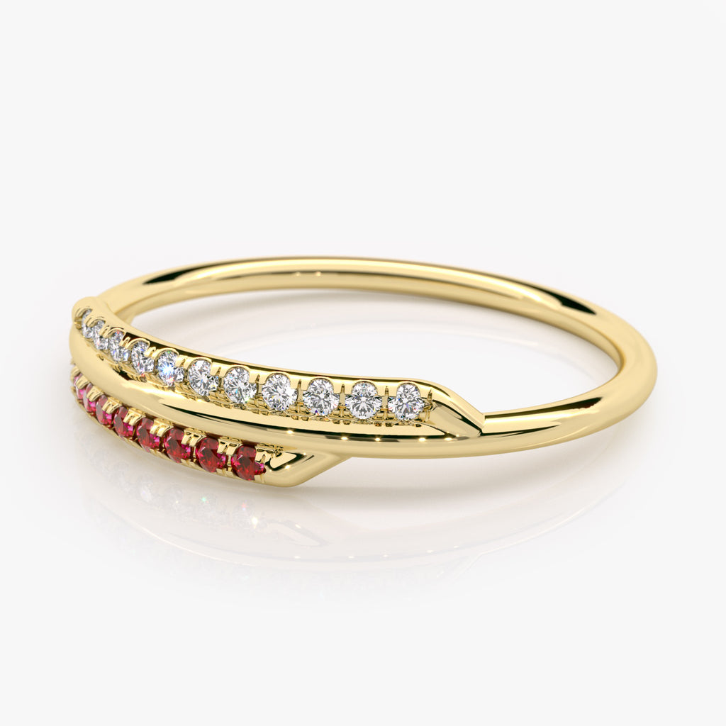 Asymmetrical Ruby and Diamond Ring