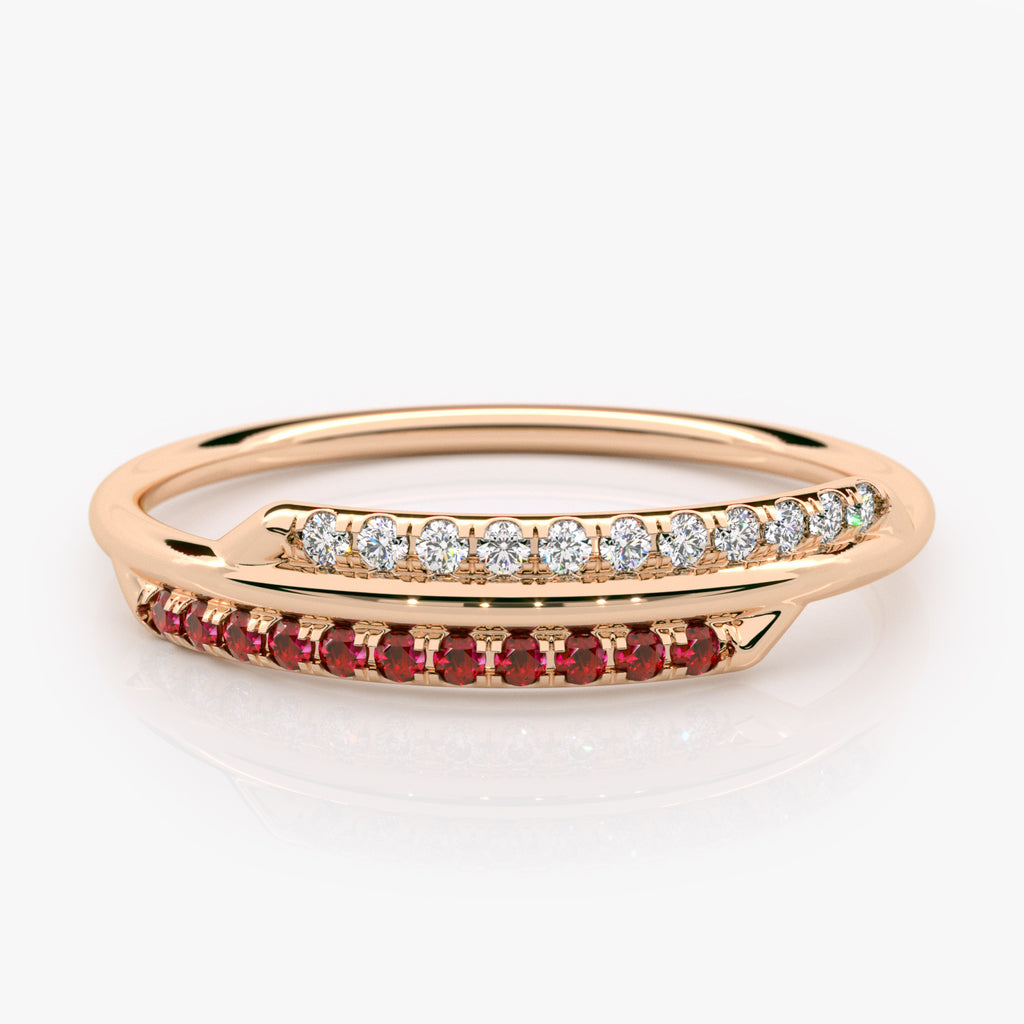 Asymmetrical Ruby and Diamond Ring