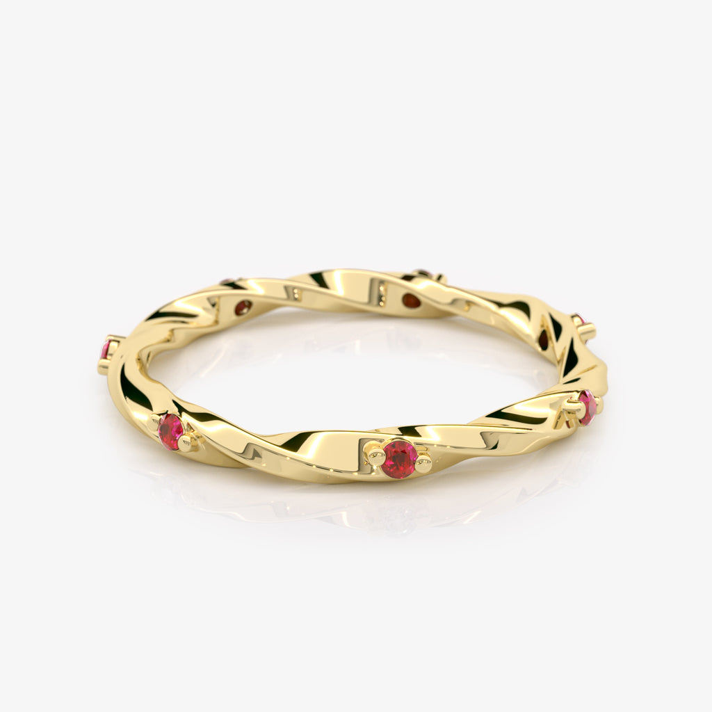 Ruby Twist Wedding Band