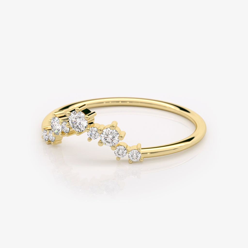 Diamond Semi-Circle Ring