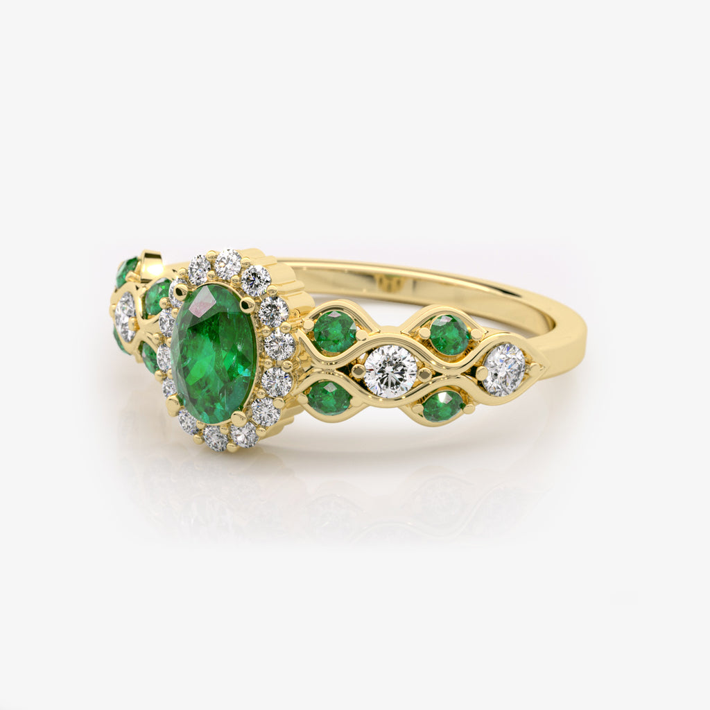 Emerald Diamond Engagement Ring