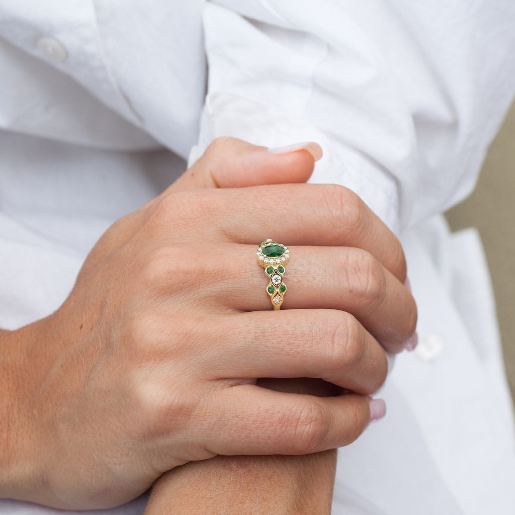 Emerald Diamond Engagement Ring