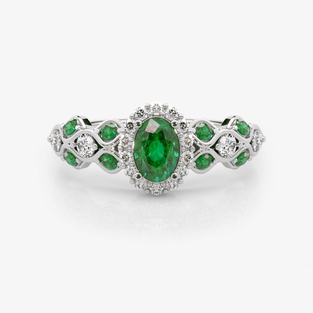 Emerald Diamond Engagement Ring