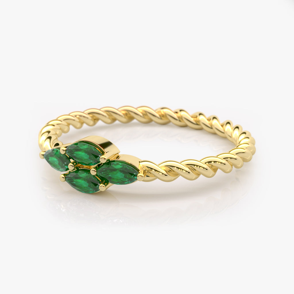 Marquise Emerald Twist Ring