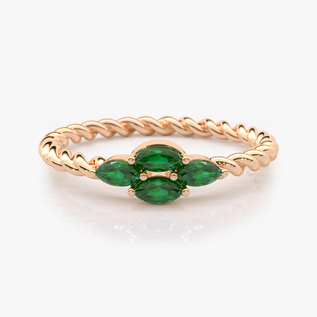 Marquise Emerald Twist Ring