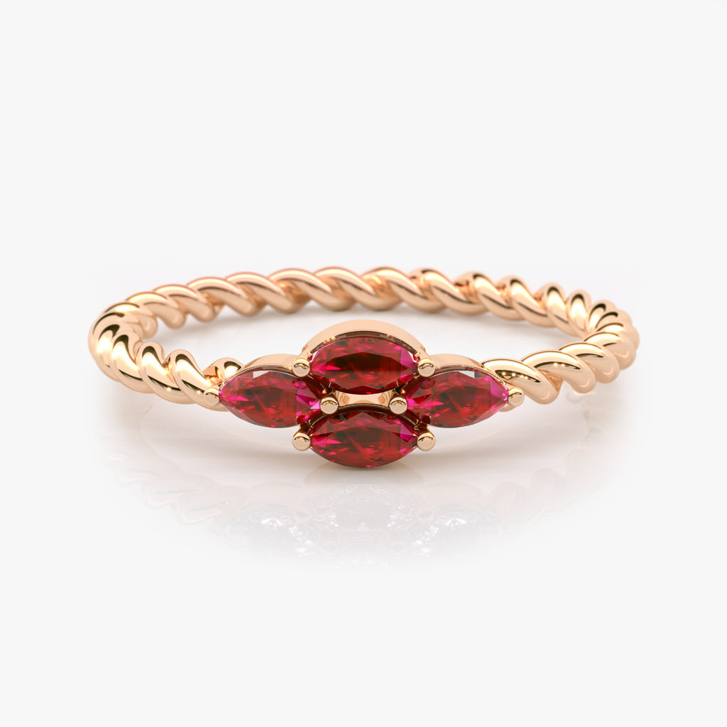 Marquise Ruby Twist Ring