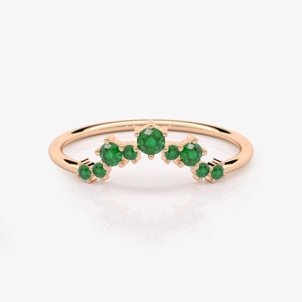 Emerald Semi-Circle Ring