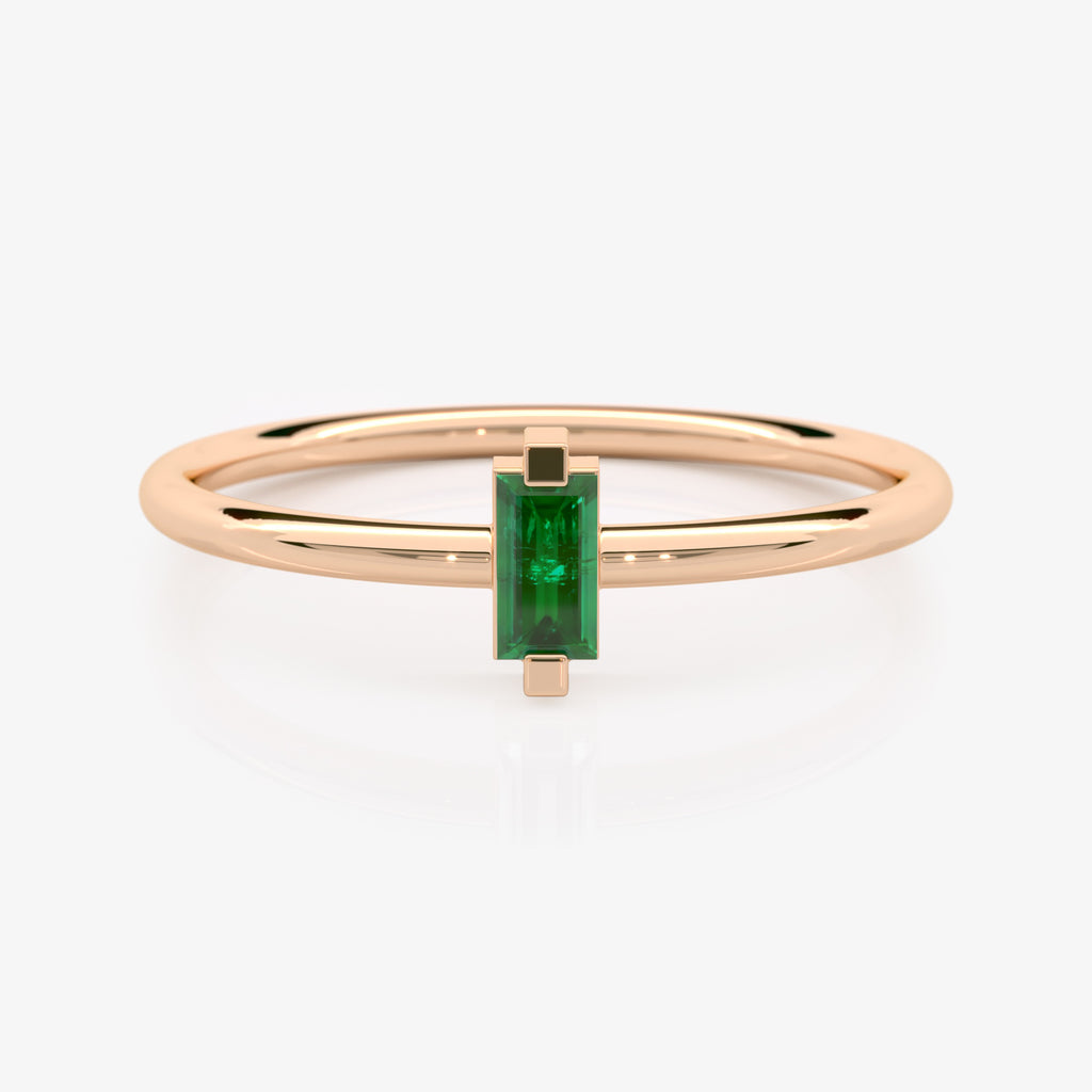 Lab Grown Baguette Emerald Ring