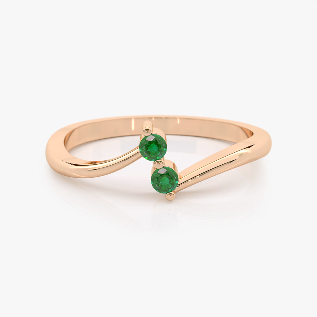 Curved Lab Grown Emerald Ring