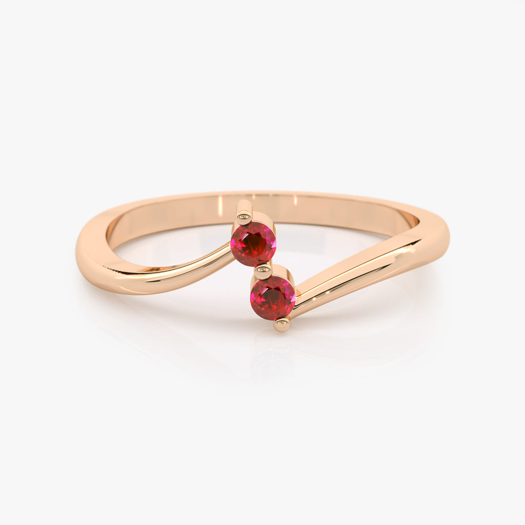 Curved Lab Grown Ruby Ring