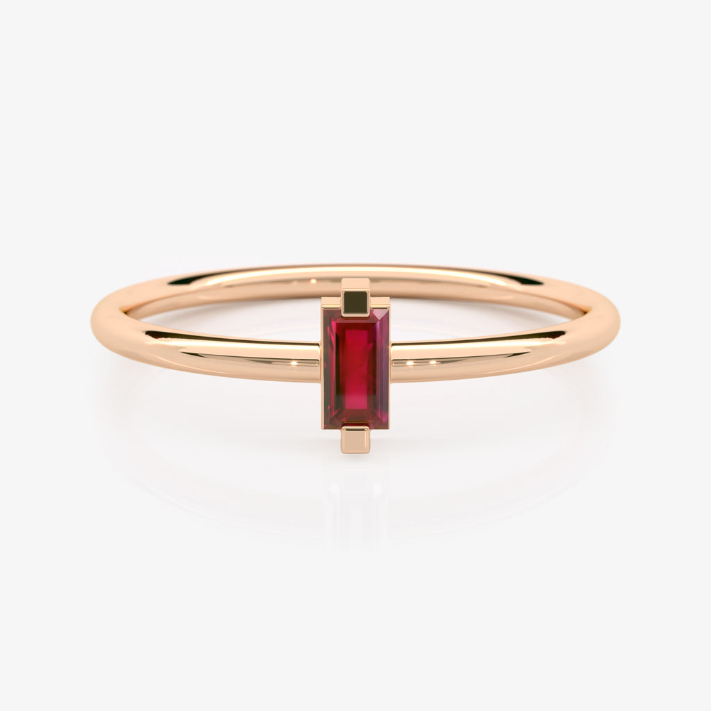 Lab Grown Baguette Ruby Ring