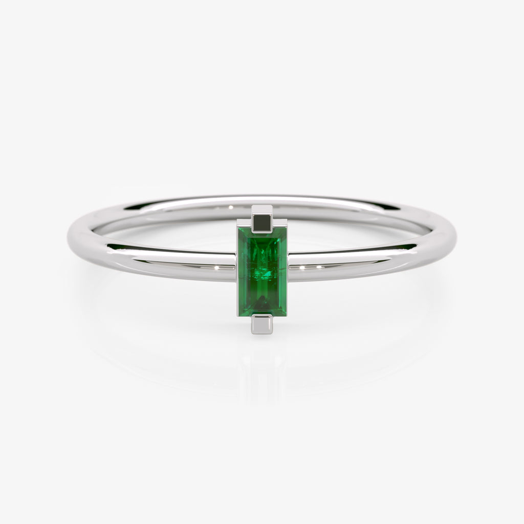 Lab Grown Baguette Emerald Ring