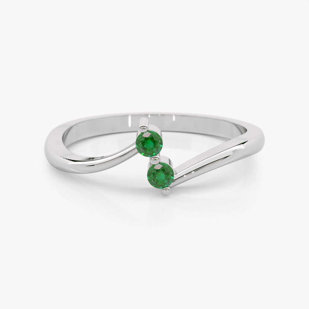 Curved Lab Grown Emerald Ring