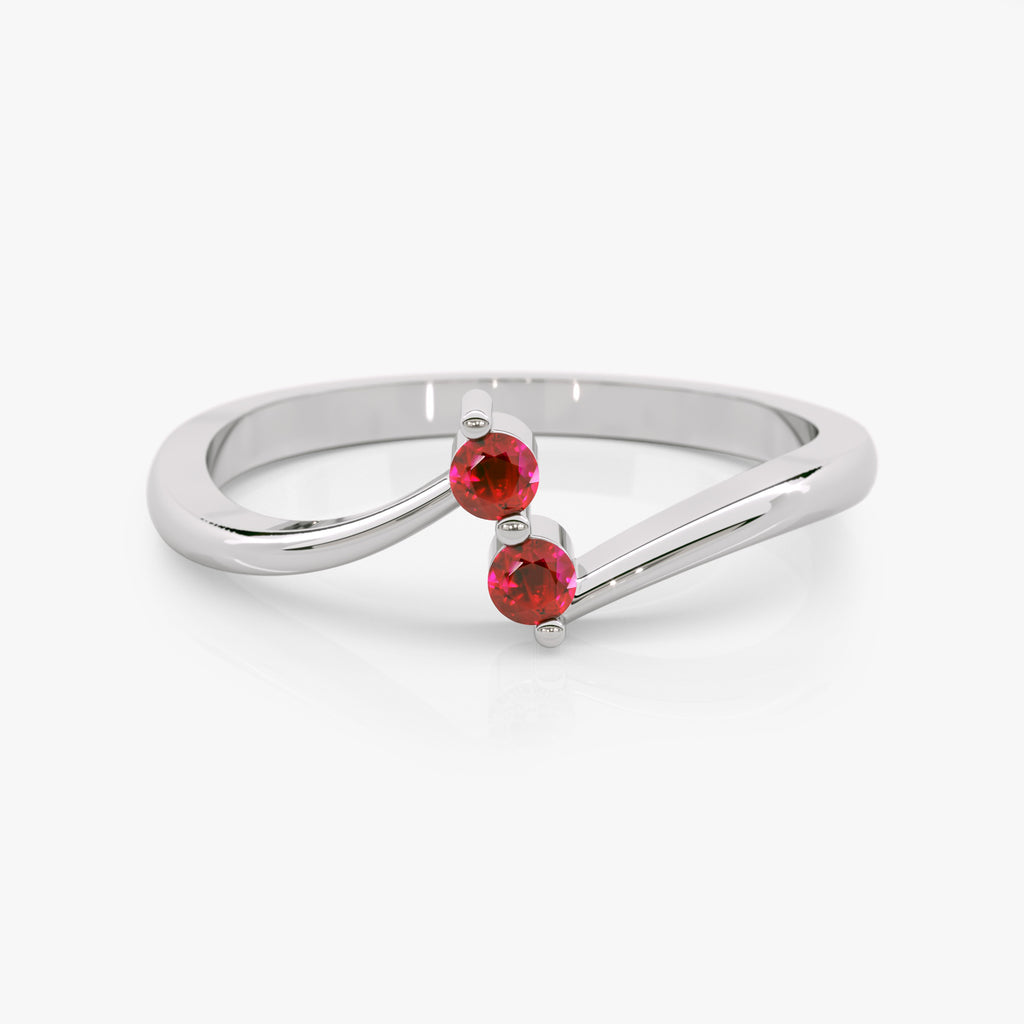 Curved Lab Grown Ruby Ring