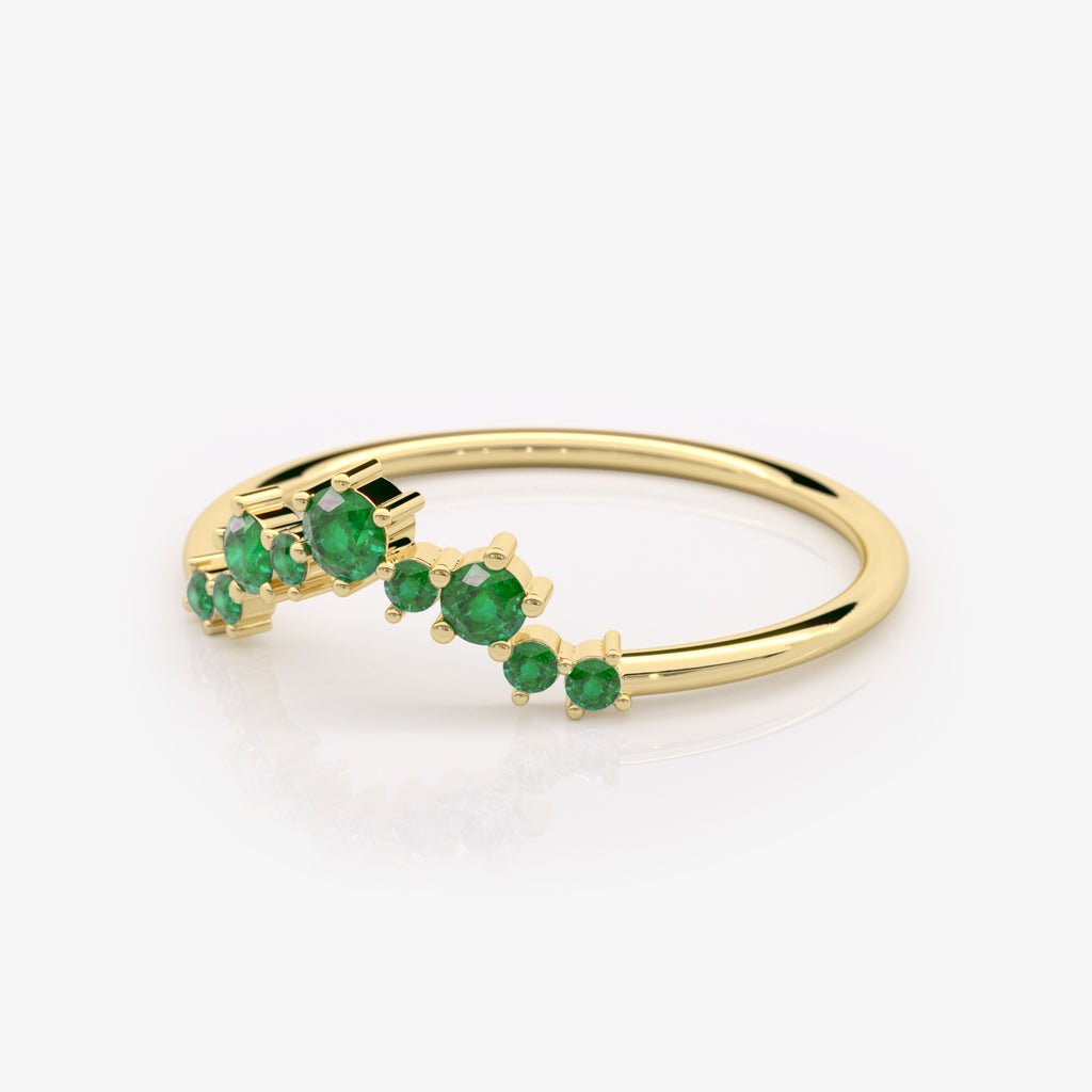 Emerald Semi-Circle Ring