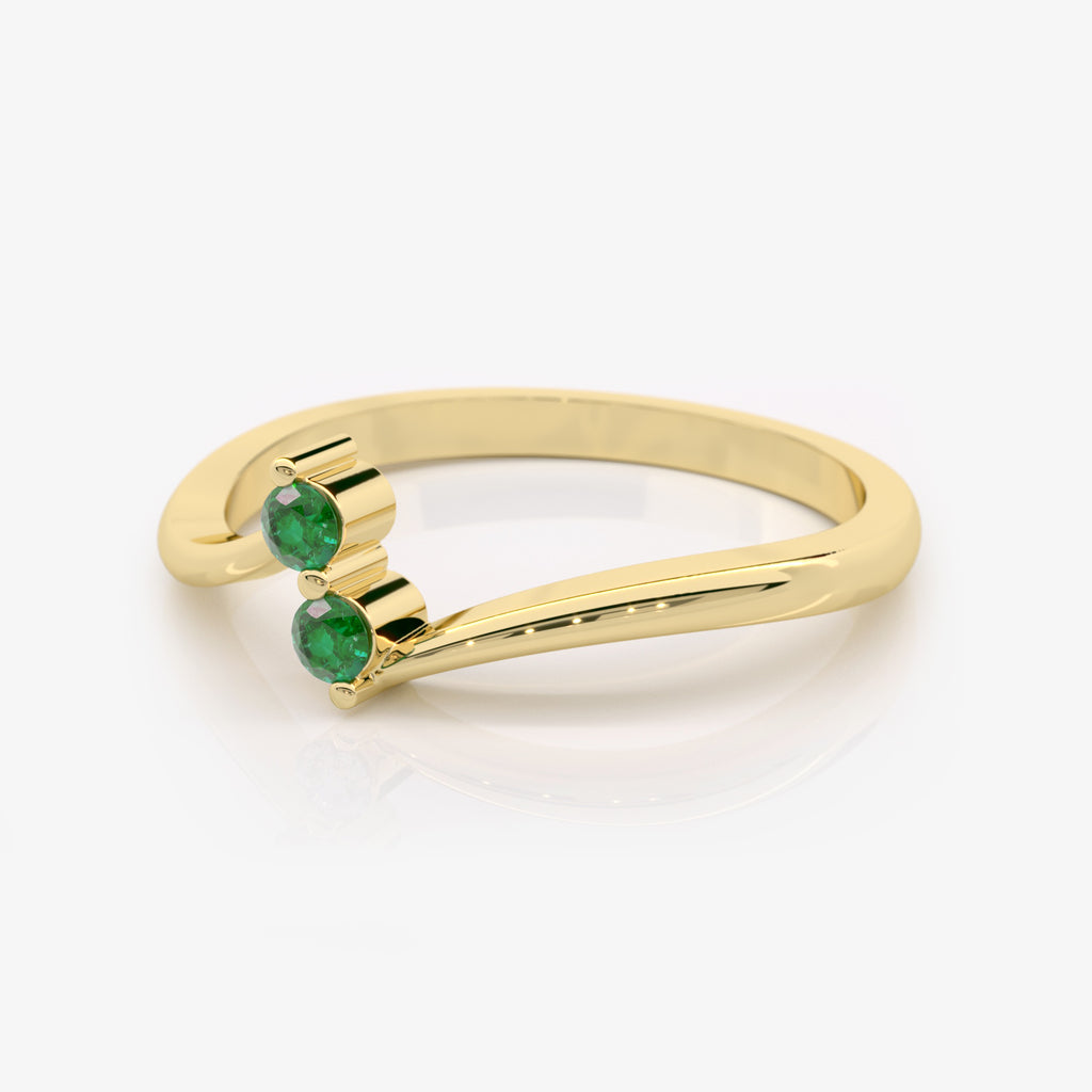 Curved Lab Grown Emerald Ring