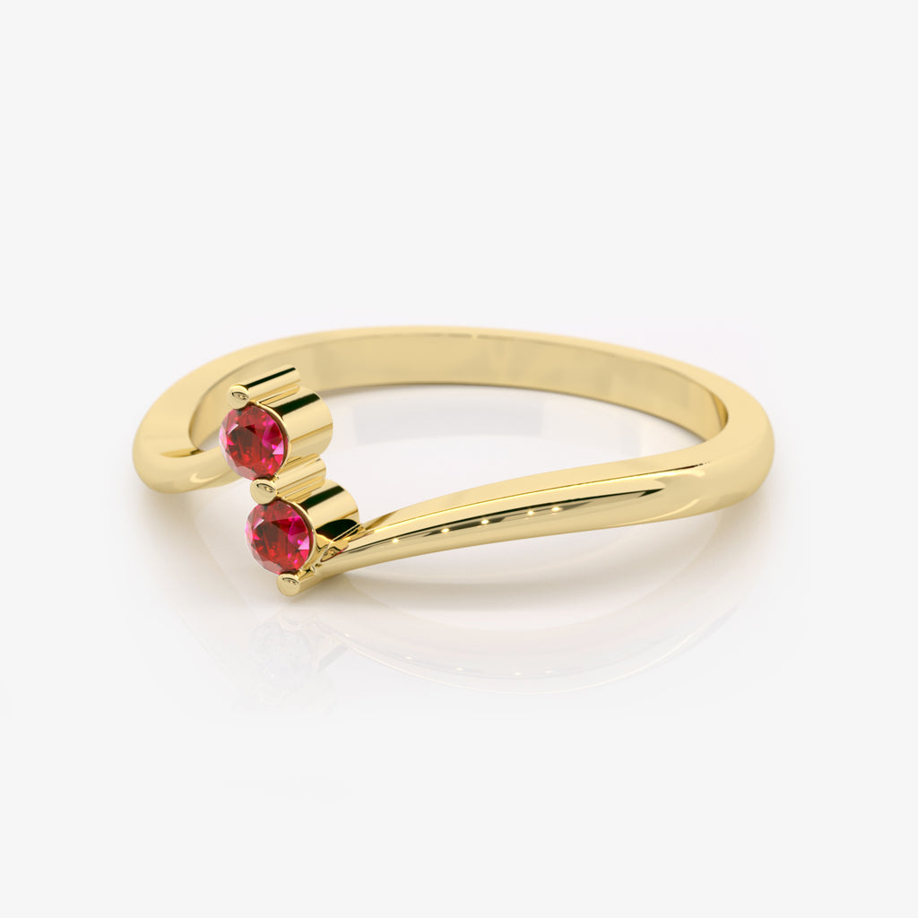 Curved Lab Grown Ruby Ring