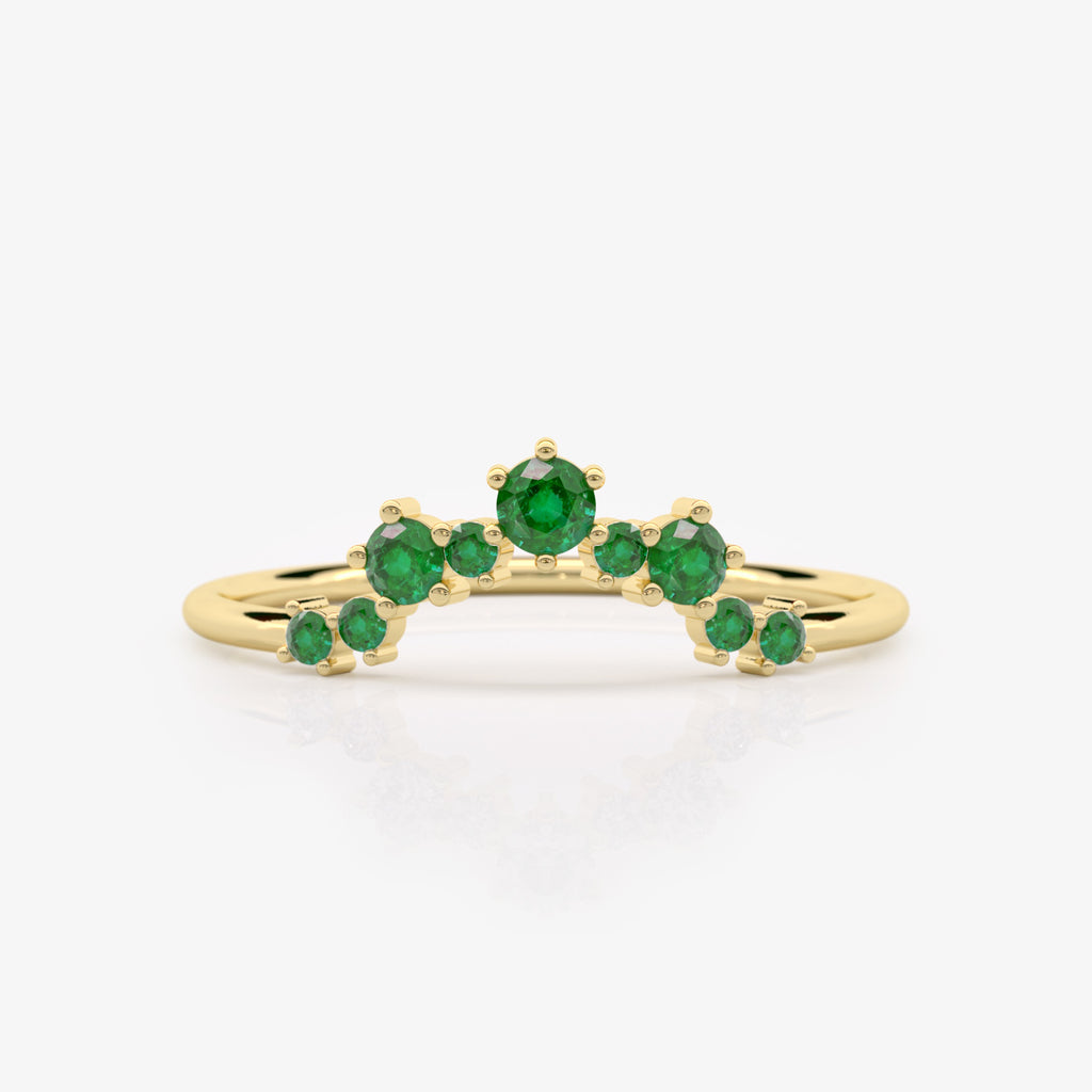 Emerald Semi-Circle Ring