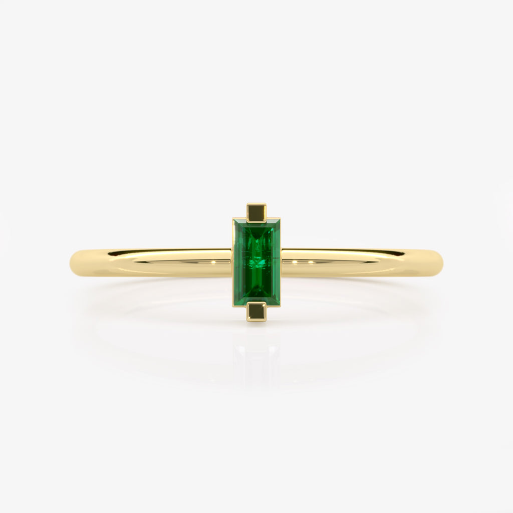 Lab Grown Baguette Emerald Ring