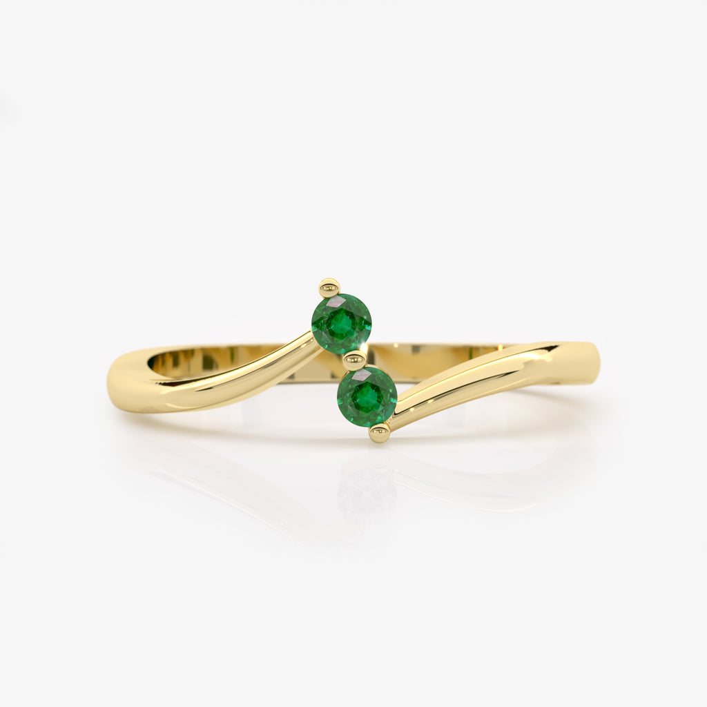 Curved Lab Grown Emerald Ring