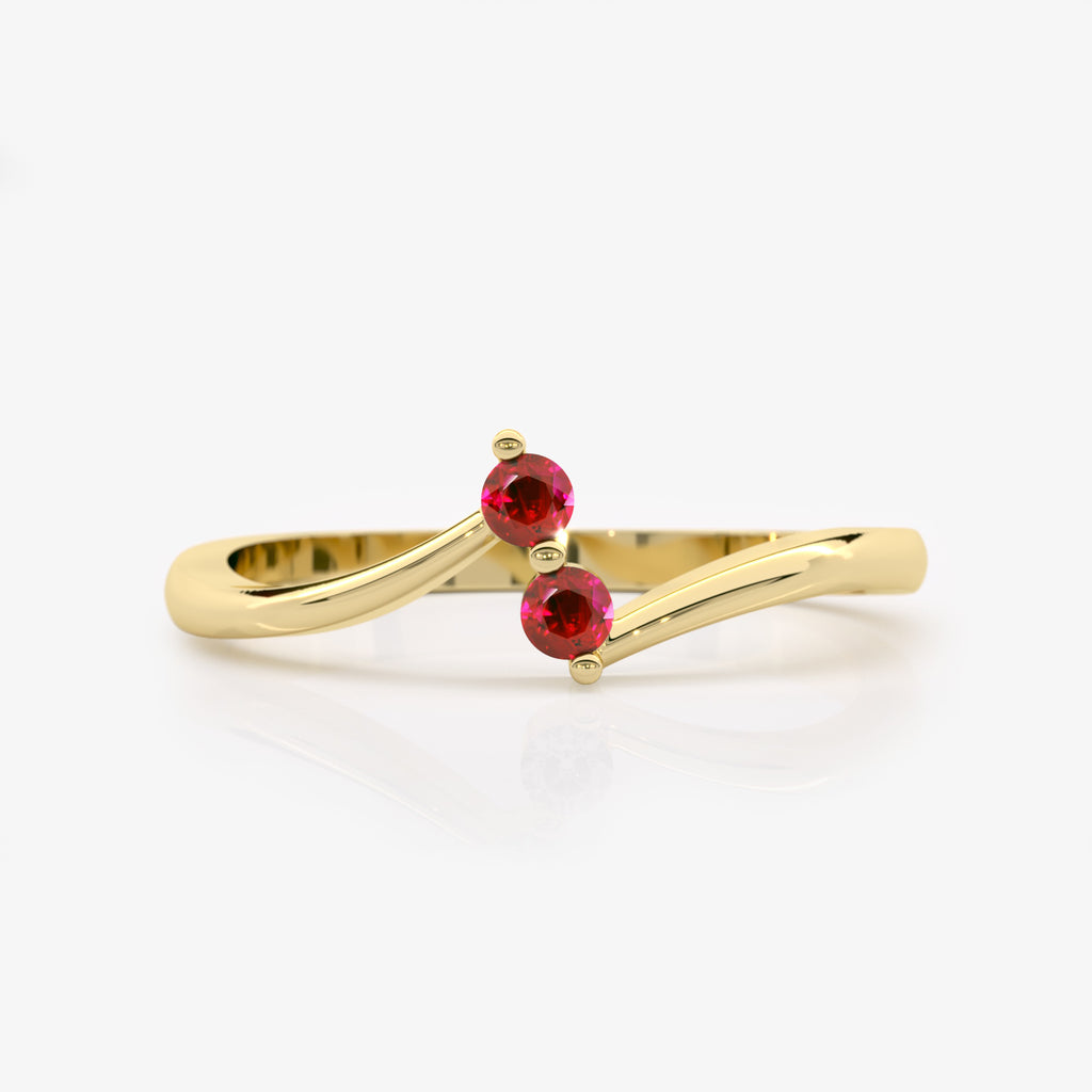 Curved Lab Grown Ruby Ring